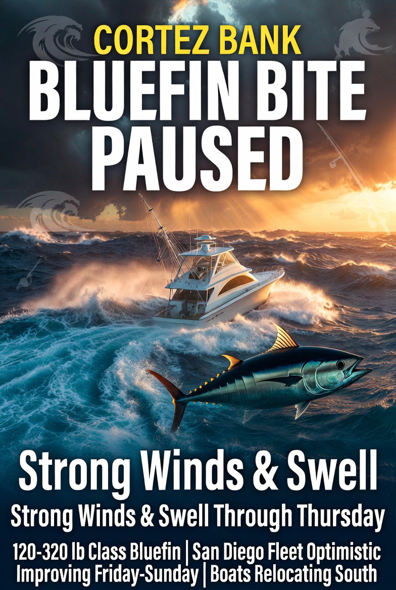 Cortez Bank Bluefin Bite Paused by Windy Weather – But the San Diego Fleet Remains Optimistic