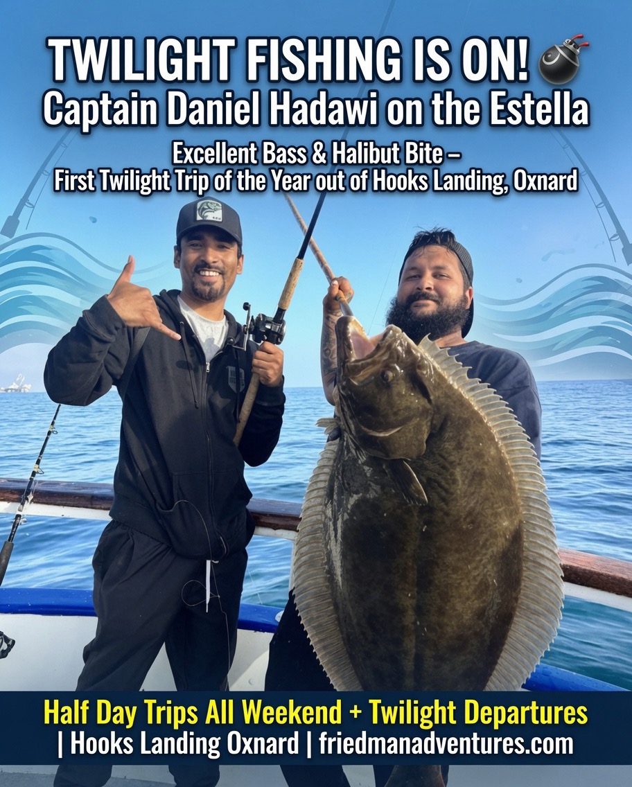 Twilight Bite is ON! Captain Daniel Hadawi Reports Excellent Bass & Halibut Action on the Estella’s First Twilight Trip of the Year