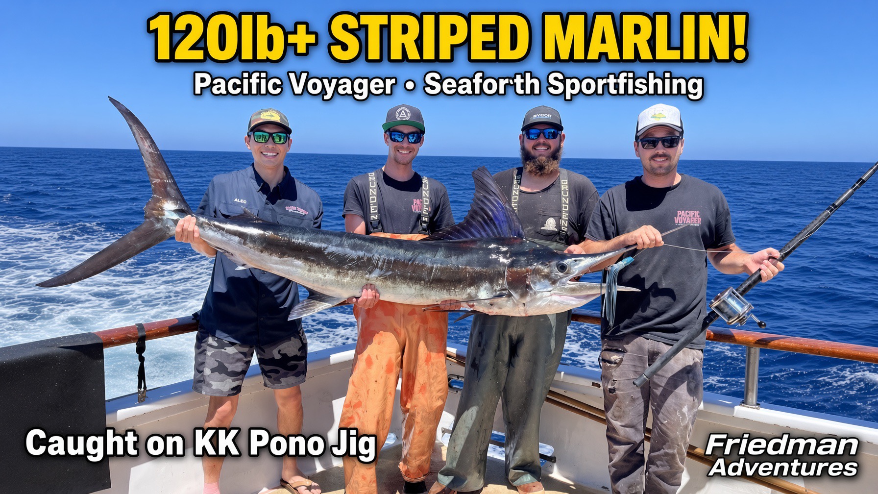 🔥 120lb+ Striped Marlin on Pacific Voyager! Caught on KK Pono Jig | Seaforth San Diego 🎣