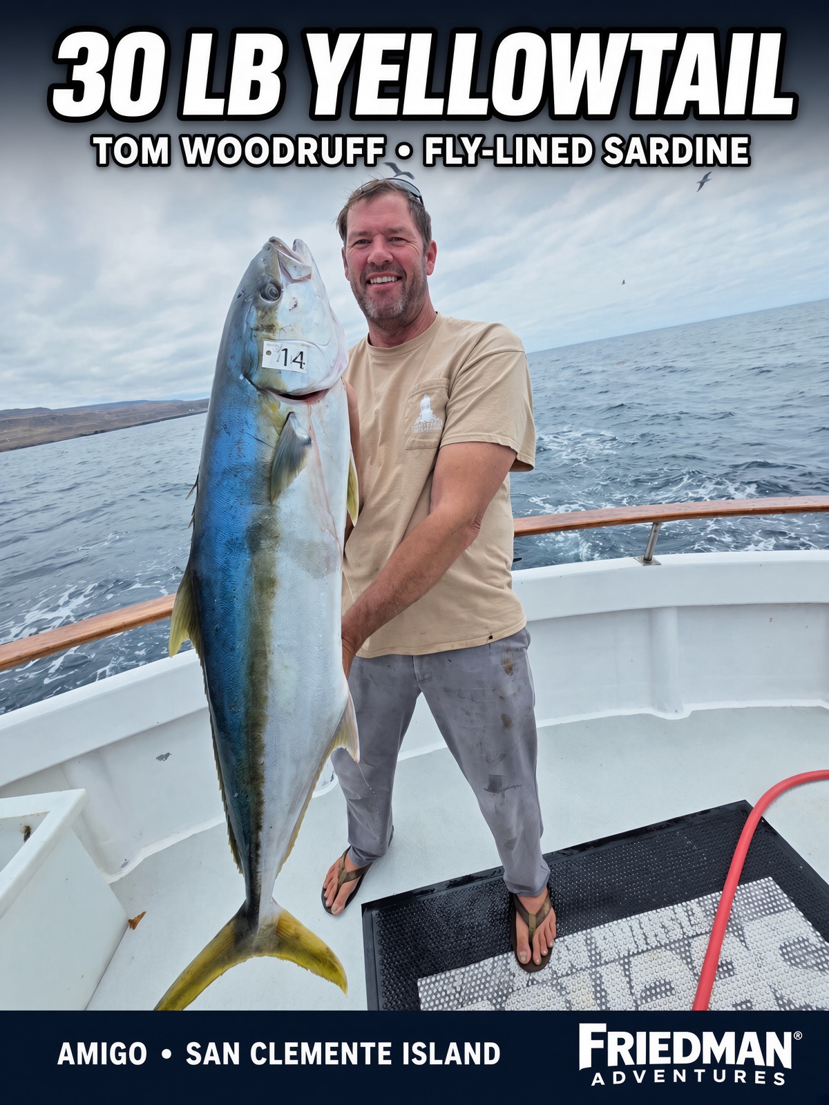 30 lb Yellowtail on the Amigo at San Clemente Island – Hot Bait Tip from Tom Woodruff