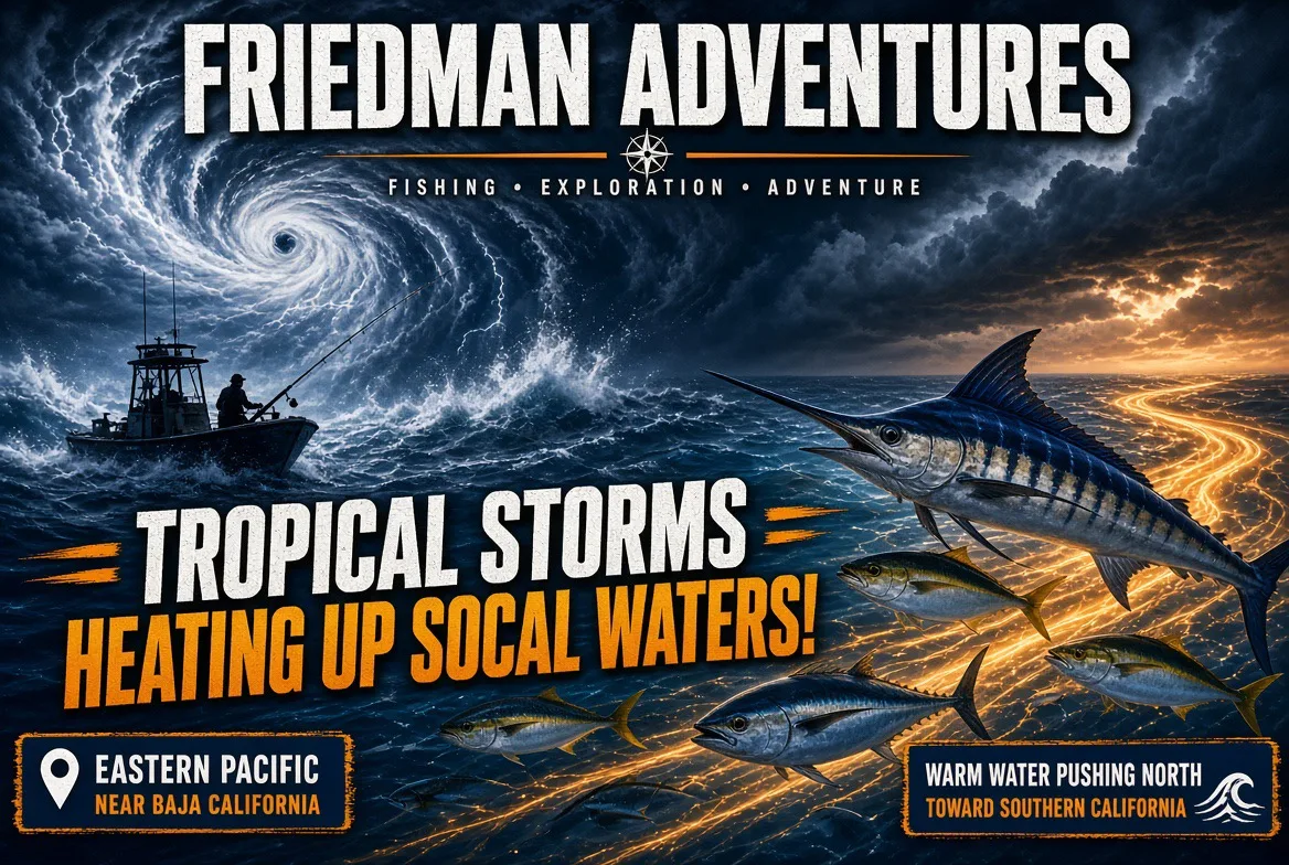 Tropical Storms & Hurricanes Stacking Up in the Eastern Pacific — Warm Water & Exotic Fish Pushing Toward Northern Baja & Southern California! 🌊🎣🔥