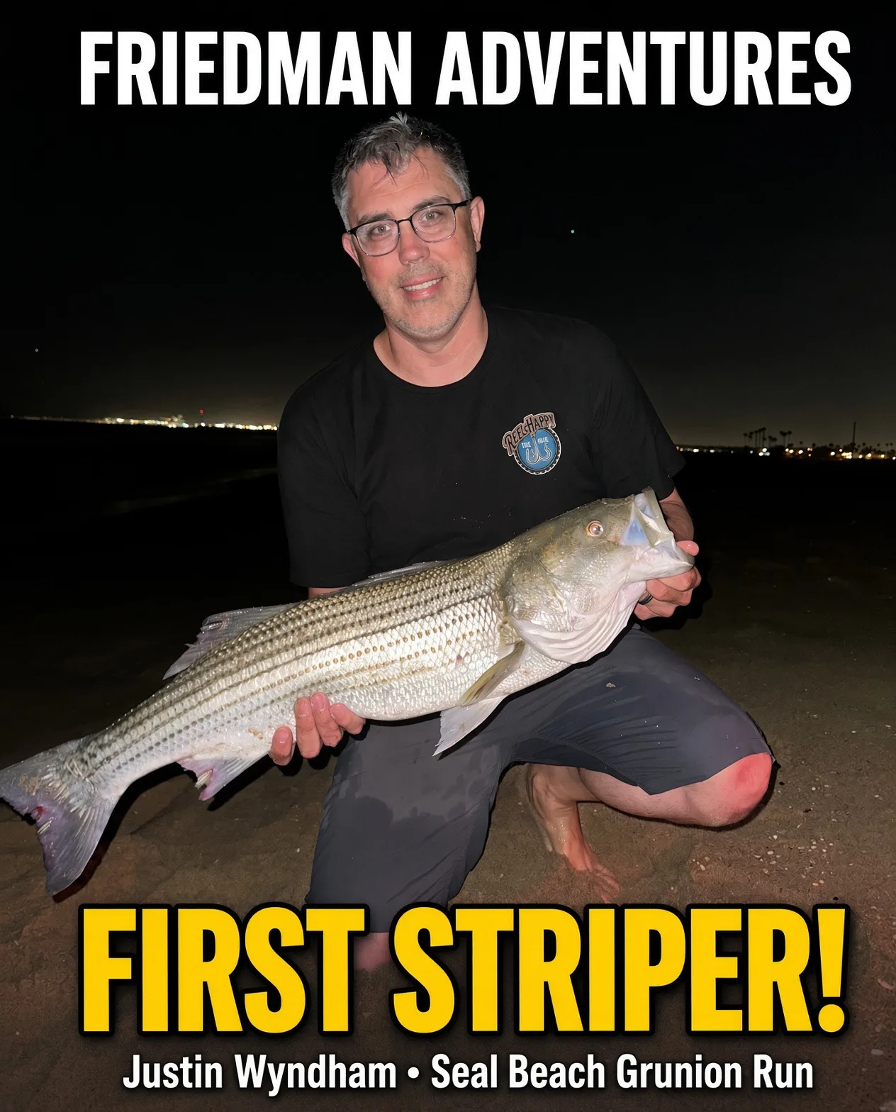 Cover photo for “First Striper! Justin Wyndham’s Once-in-a-Lifetime Catch at the Seal Beach Grunion Run”