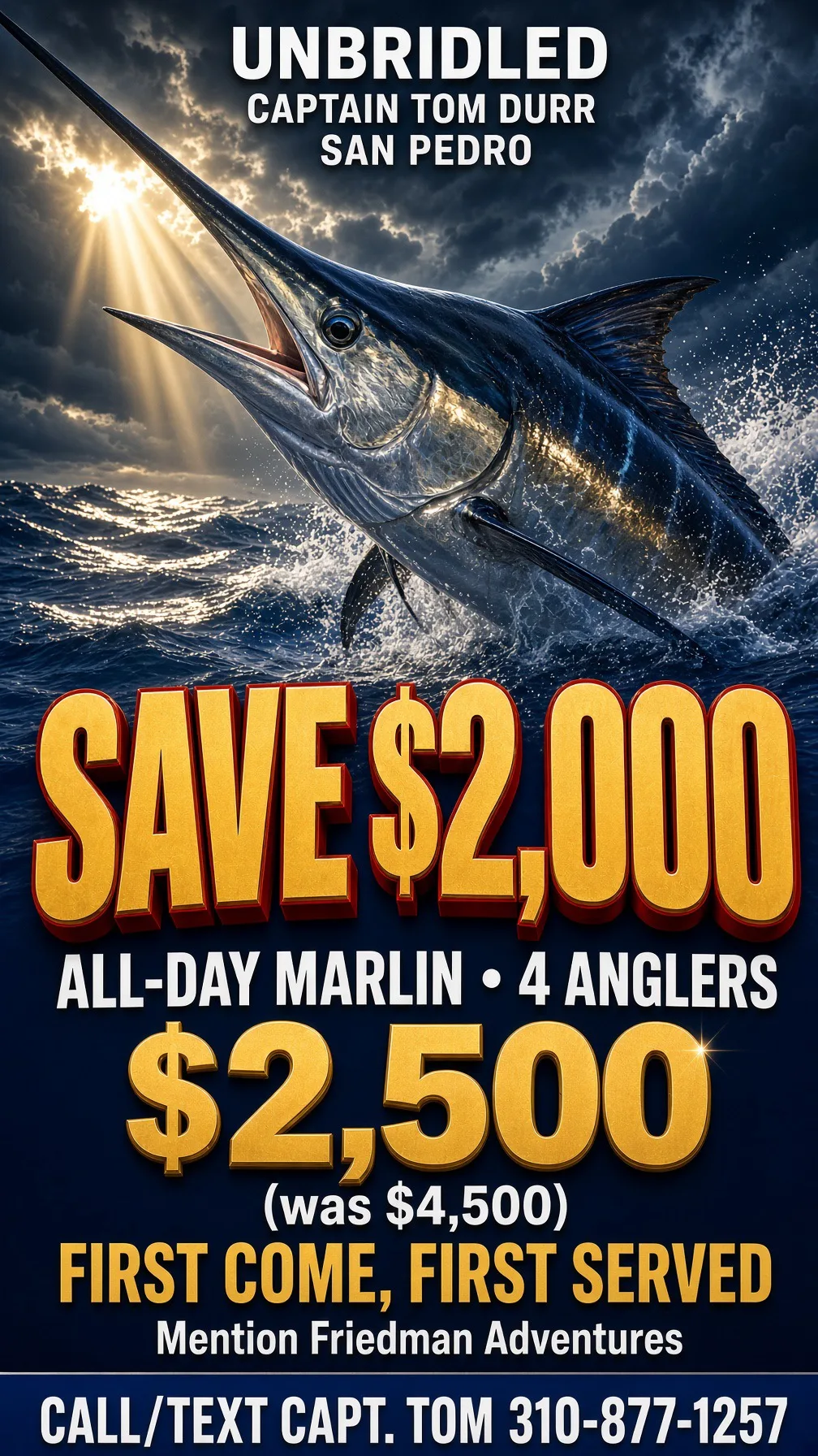 $2,000 Off All-Day Marlin Charter on Unbridled! Capt. Tom Durr Special 🎣🔥