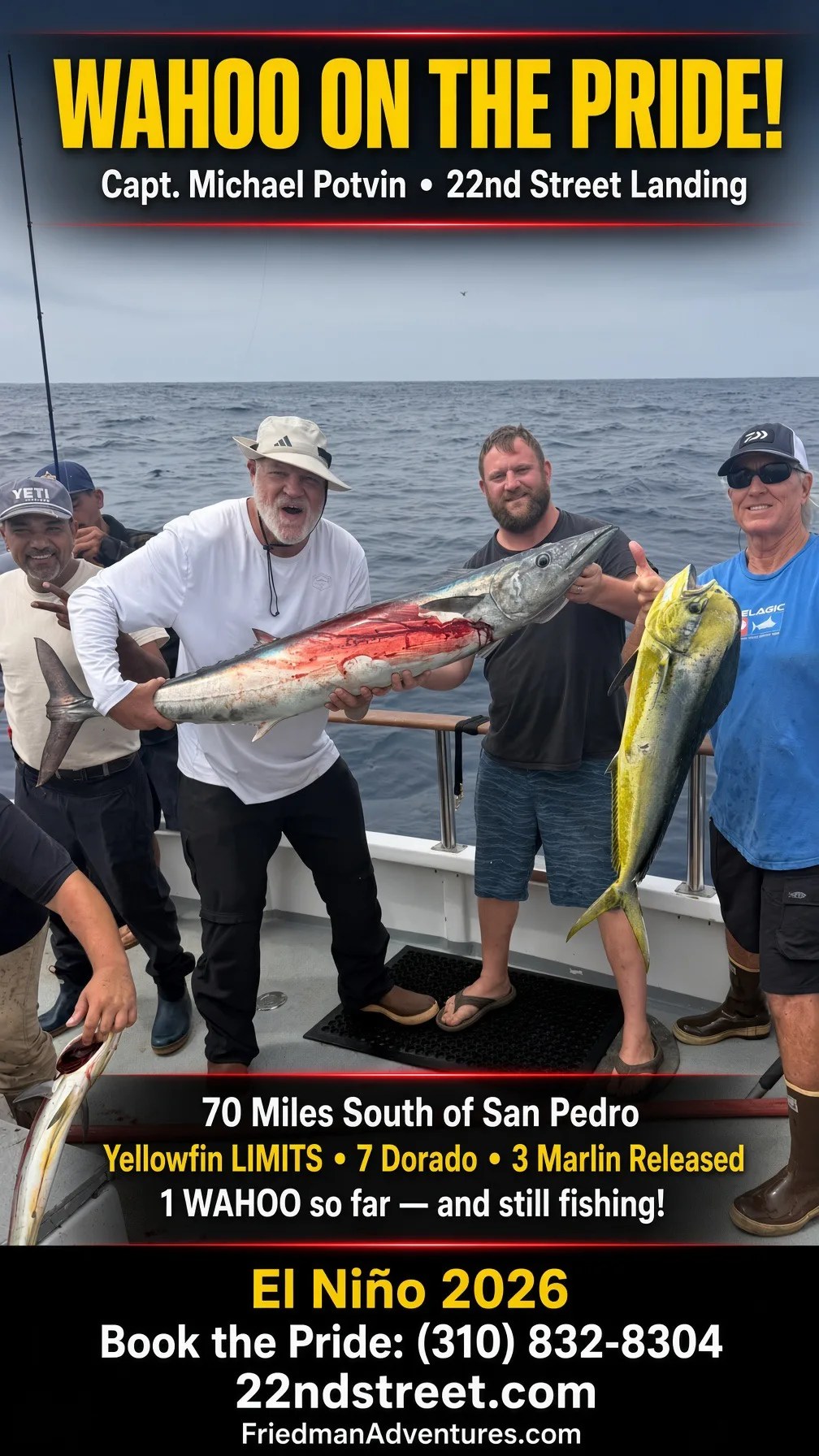 Wahoo on the Pride! Capt. Michael Potvin Lands a Rare Wahoo 70 Miles South of San Pedro
