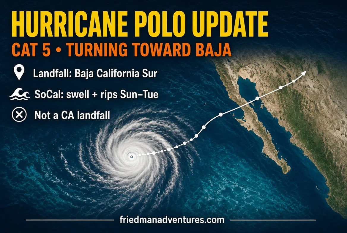 đ Hurricane Polo Update: Cat 5 Turn Toward Baja â What It Means for SoCal Surf