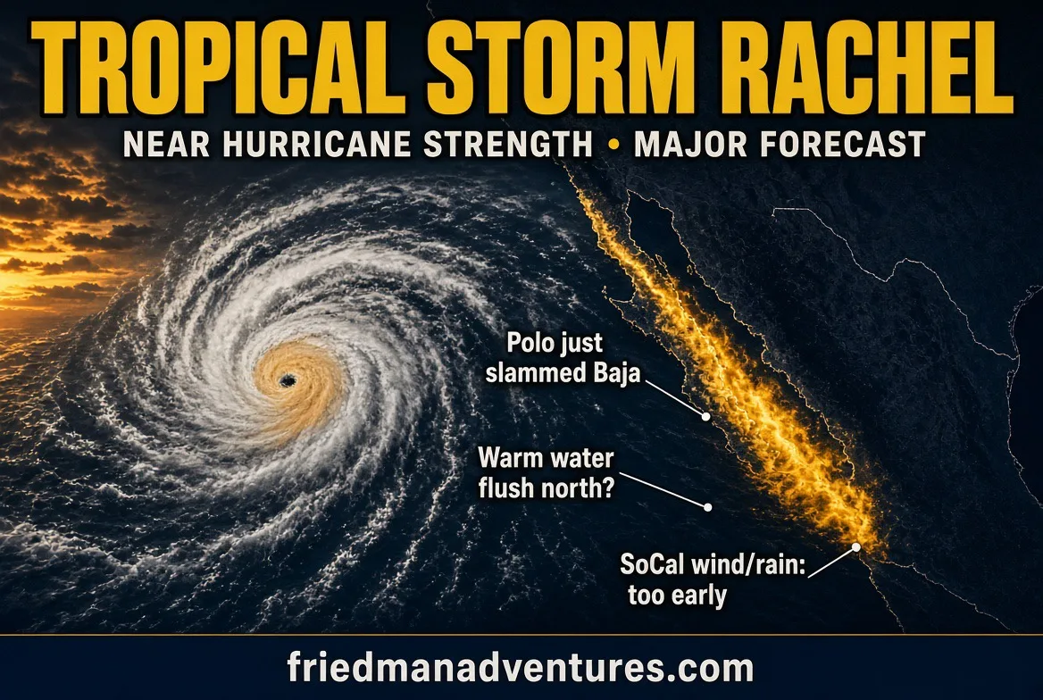 RACHEL Near Hurricane Strength After Polo Slams Baja 🌀🎣